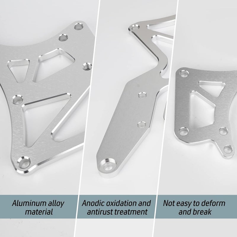 Edicapo for LS Engine Serpentine Bracket Alternator & Power Steering Pump Swap Conversion Compatible with Chevrolet LS1 LS2 LS3 LS6 LS7 4.8 5.3 6.0 6.2 Truck SUV 1962-1981 Relocation Bracket (Silver) - Image 2